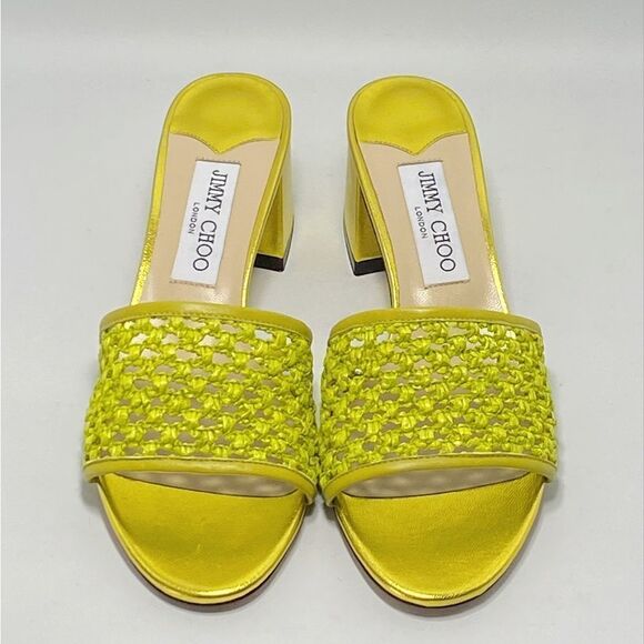 Jimmy Choo Minea Woven Raffia Sandals size 38 - Picture 2 of 12